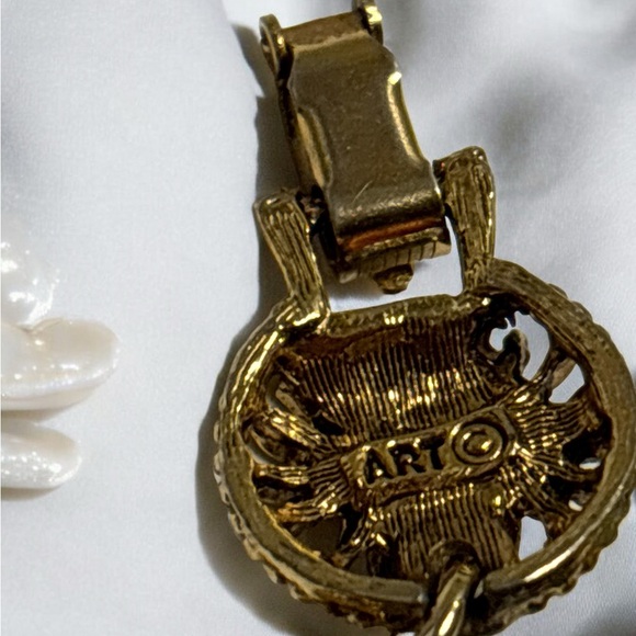 ART Arthur Pepper Antique Gold Tone Blue Cab. & Crystal Bracelet 7” - Picture 7 of 9